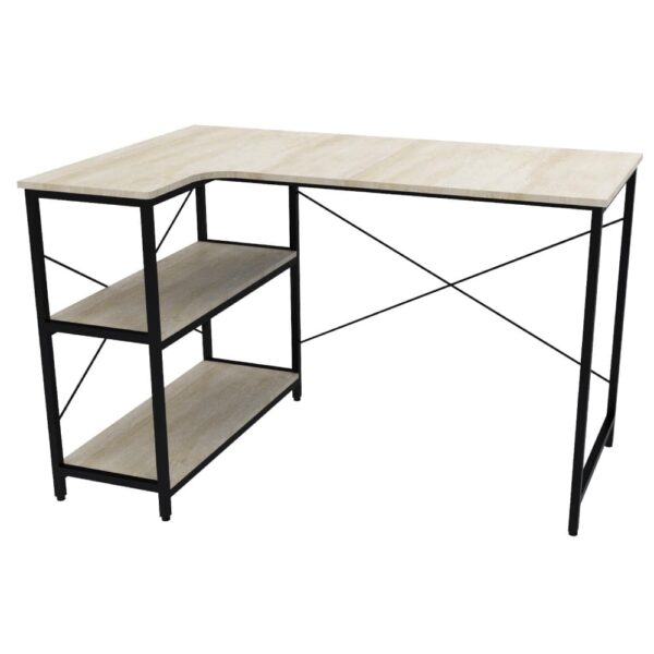 XTECH SINGLE LEVEL L-SHAPED COMPUTER DESK W/SHELVES