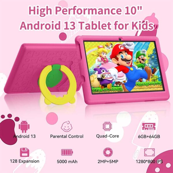HIGRACE 10INCH ANDROID 13 KIDS TABLET, PINK