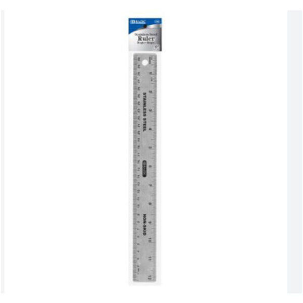 BAZIC 12" Stainless Steel Ruler w/ Non Skid Back (30cm)