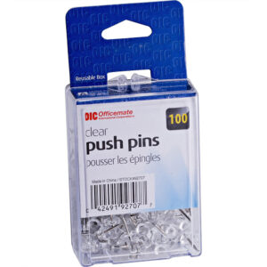 Charles Leonard Push Pins, Clear, 100-Pack