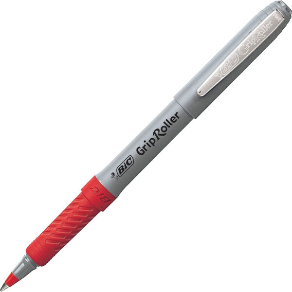BIC Roller Glide Grip Pen With An Added-Value Grip, Fine Point (0.7mm), Red