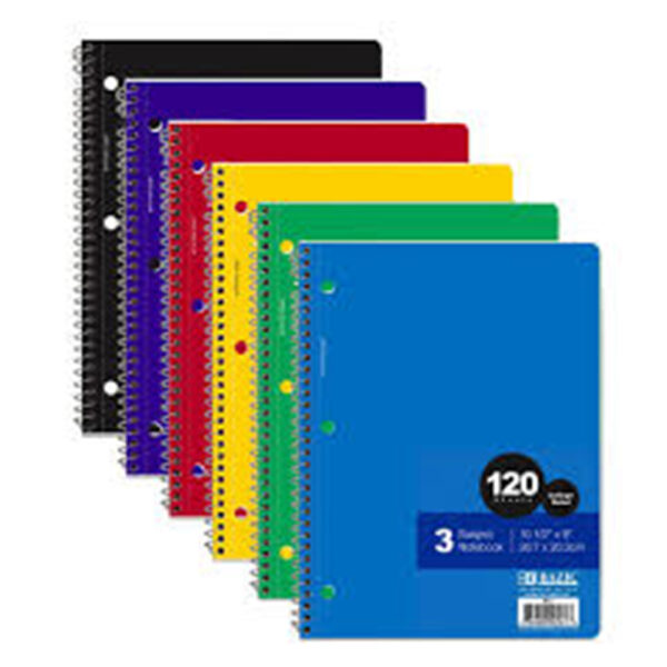 BAZIC #561 C/R 120 Ct. 3-Subject Spiral Notebook
