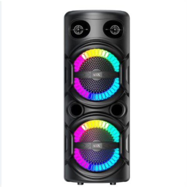 Dual 8" Party Speaker with Ring Lights and Wired Microphone