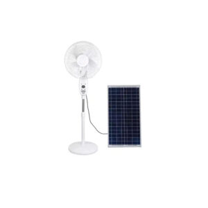 Quanteck 18" White Standing Rechargeable and Solar Panel Fan